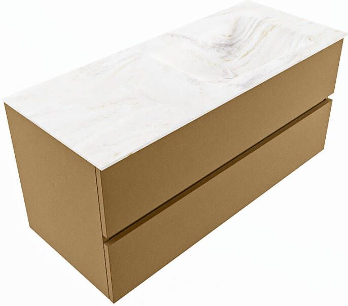 Mondiaz VICA-DLUX 110cm badmeubel onderkast Oro 2 lades. Inbouw wastafel CLOUD rechts zonder kraangat kleur Frappe.