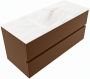 Mondiaz VICA-DLUX 110cm badmeubel onderkast Rust 2 lades. Inbouw wastafel CLOUD midden zonder kraangat kleur Frappe. - Thumbnail 1