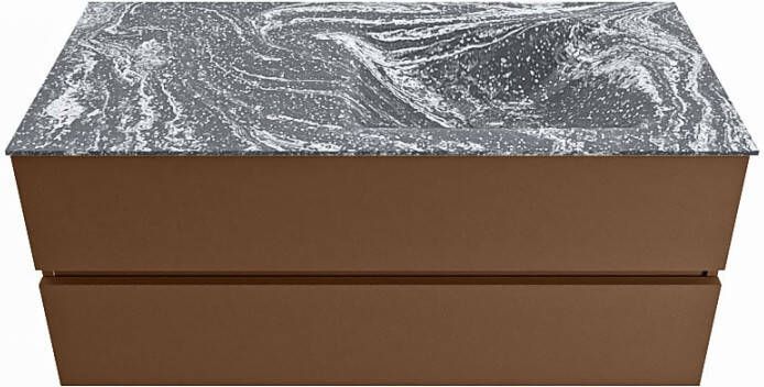 Mondiaz VICA-DLUX 110cm badmeubel onderkast Rust 2 lades. Inbouw wastafel CLOUD rechts 1 kraangat kleur Ostra en spiegel model SPOT
