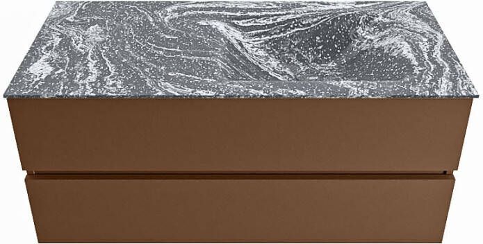 Mondiaz VICA-DLUX 110cm badmeubel onderkast Rust 2 lades. Inbouw wastafel CLOUD rechts zonder kraangat kleur Opalo en spiegel model SPOT