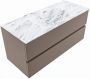 Mondiaz VICA-DLUX 110cm badmeubel onderkast Smoke 2 lades. Inbouw wastafel CLOUD midden zonder kraangat kleur Ostra. - Thumbnail 1