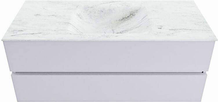 Mondiaz VICA-DLUX 120cm badmeubel onderkast Cale 2 lades. Inbouw wastafel CLOUD midden 1 kraangat kleur Frappe.