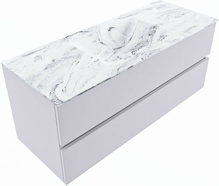 Mondiaz VICA-DLUX 120cm badmeubel onderkast Cale 2 lades. Inbouw wastafel CLOUD midden zonder kraangat kleur Frappe.
