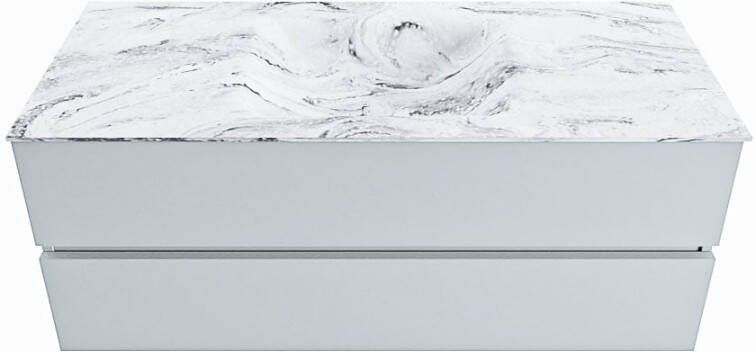 Mondiaz VICA-DLUX 120cm badmeubel onderkast Clay 2 lades. Inbouw wastafel CLOUD midden 1 kraangat kleur Ostra.
