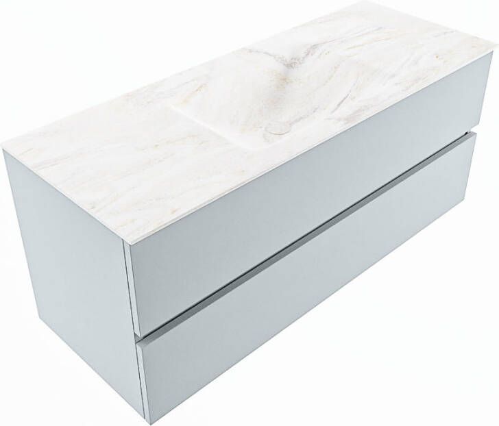 Mondiaz VICA-DLUX 120cm badmeubel onderkast Clay 2 lades. Inbouw wastafel CLOUD midden zonder kraangat kleur Ostra.