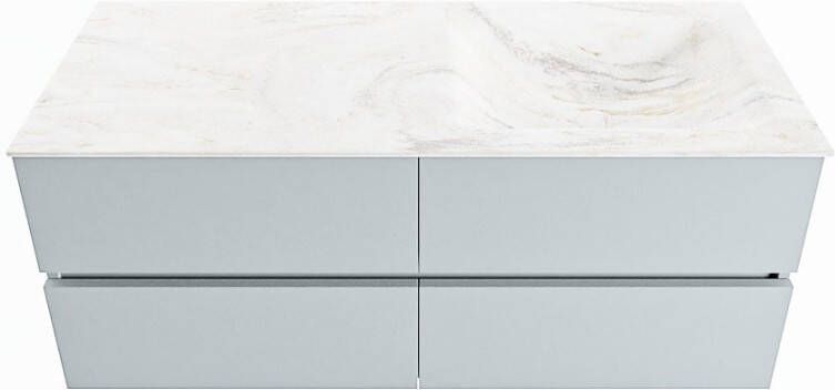 Mondiaz VICA-DLUX 120cm badmeubel onderkast Clay 4 lades. Inbouw wastafel CLOUD rechts 1 kraangat kleur Opalo.