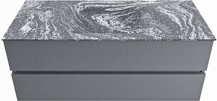 Mondiaz VICA-DLUX 120cm badmeubel onderkast Plata 2 lades. Inbouw wastafel CLOUD midden zonder kraangat kleur Opalo.