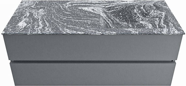 Mondiaz VICA-DLUX 120cm badmeubel onderkast Plata 2 lades. Inbouw wastafel CLOUD rechts 1 kraangat kleur Lava.