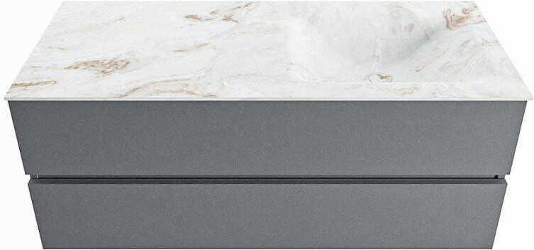 Mondiaz VICA-DLUX 120cm badmeubel onderkast Plata 2 lades. Inbouw wastafel CLOUD rechts zonder kraangat kleur Lava.