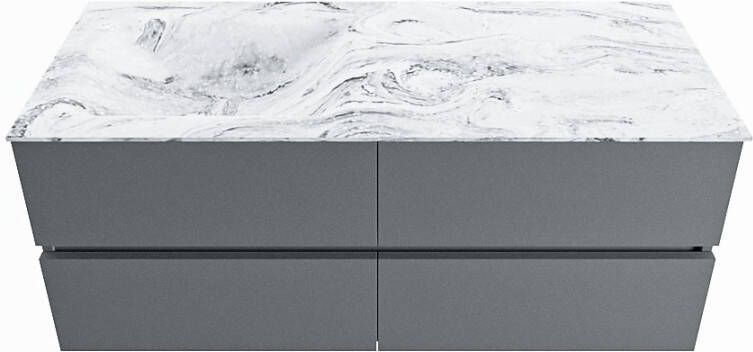 Mondiaz VICA-DLUX 120cm badmeubel onderkast Plata 4 lades. Inbouw wastafel CLOUD links 1 kraangat kleur Ostra.