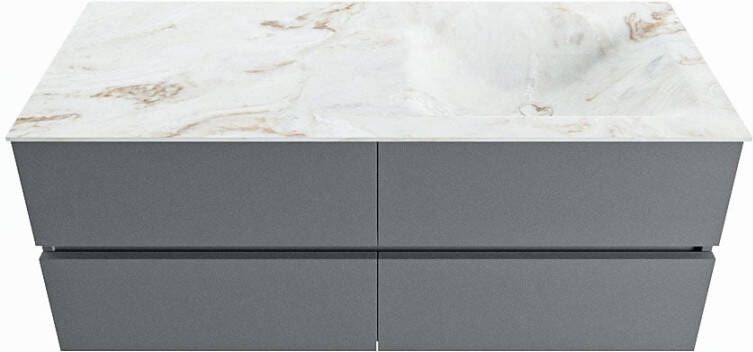 Mondiaz VICA-DLUX 120cm badmeubel onderkast Plata 4 lades. Inbouw wastafel CLOUD rechts zonder kraangat kleur Glace.