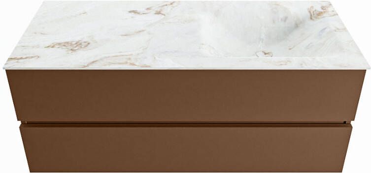 Mondiaz VICA-DLUX 120cm badmeubel onderkast Rust 2 lades. Inbouw wastafel CLOUD rechts zonder kraangat kleur Opalo.