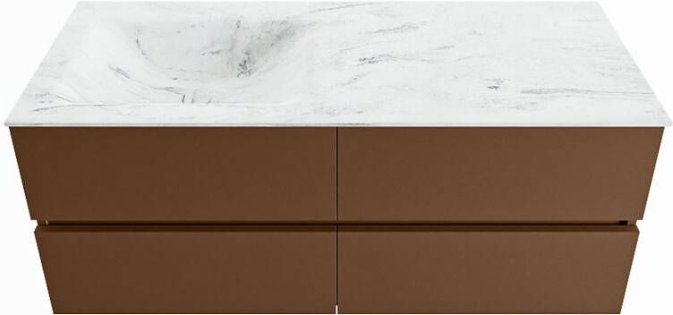Mondiaz VICA-DLUX 120cm badmeubel onderkast Rust 4 lades. Inbouw wastafel CLOUD links 1 kraangat kleur Lava.