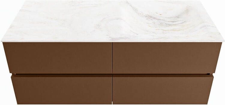 Mondiaz VICA-DLUX 120cm badmeubel onderkast Rust 4 lades. Inbouw wastafel CLOUD rechts zonder kraangat kleur Opalo.