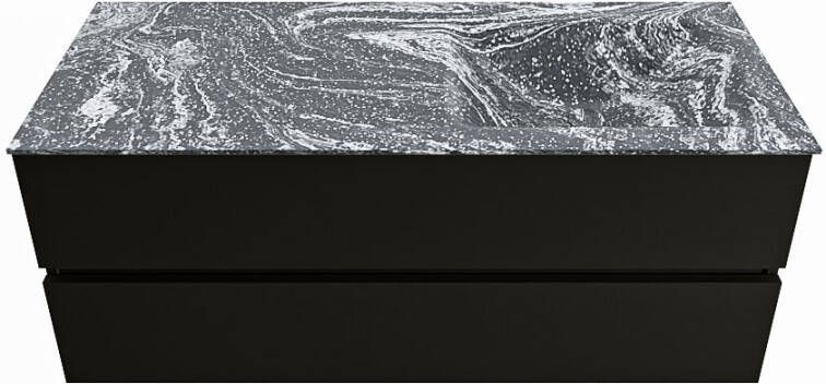 Mondiaz VICA-DLUX 120cm badmeubel onderkast Urban 2 lades. Inbouw wastafel CLOUD rechts 1 kraangat kleur Glace.