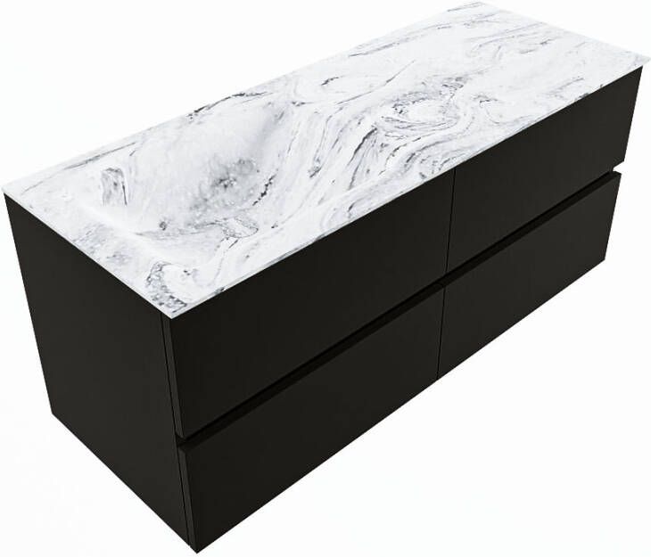 Mondiaz VICA-DLUX 120cm badmeubel onderkast Urban 4 lades. Inbouw wastafel CLOUD links zonder kraangat kleur Opalo.