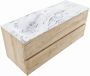 Mondiaz VICA-DLUX 120cm badmeubel onderkast Washed Oak 2 lades. Inbouw wastafel CLOUD links 1 kraangat kleur Opalo. - Thumbnail 1