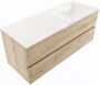 Mondiaz VICA-DLUX 120cm badmeubel onderkast Washed Oak 2 lades. Inbouw wastafel CLOUD rechts 1 kraangat kleur Lava. - Thumbnail 1