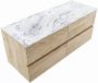 Mondiaz VICA-DLUX 120cm badmeubel onderkast Washed Oak 4 lades. Inbouw wastafel CLOUD links zonder kraangat kleur Opalo. - Thumbnail 1