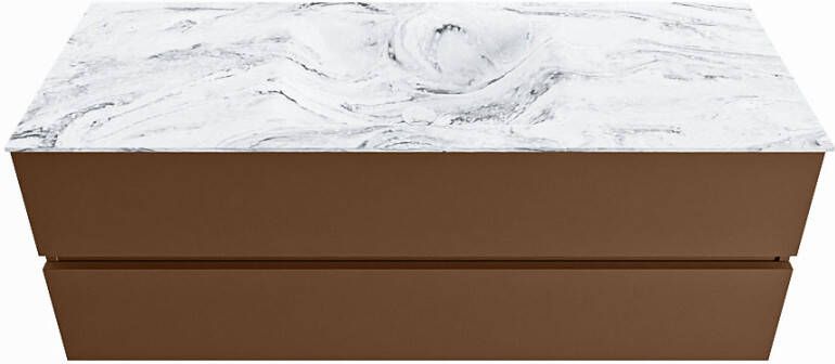 Mondiaz VICA-DLUX 130cm badmeubel onderkast Rust 2 lades. Inbouw wastafel CLOUD midden 1 kraangat kleur Frappe.