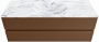 Mondiaz VICA-DLUX 130cm badmeubel onderkast Rust 2 lades. Inbouw wastafel CLOUD midden 1 kraangat kleur Frappe. - Thumbnail 1