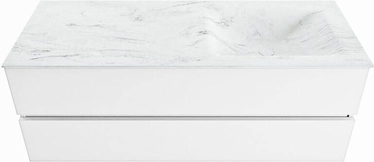 Mondiaz VICA-DLUX 130cm badmeubel onderkast Talc 2 lades. Inbouw wastafel CLOUD rechts 1 kraangat kleur Ostra.