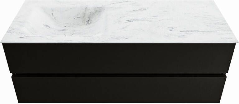 Mondiaz VICA-DLUX 130cm badmeubel onderkast Urban 2 lades. Inbouw wastafel CLOUD links 1 kraangat kleur Ostra.