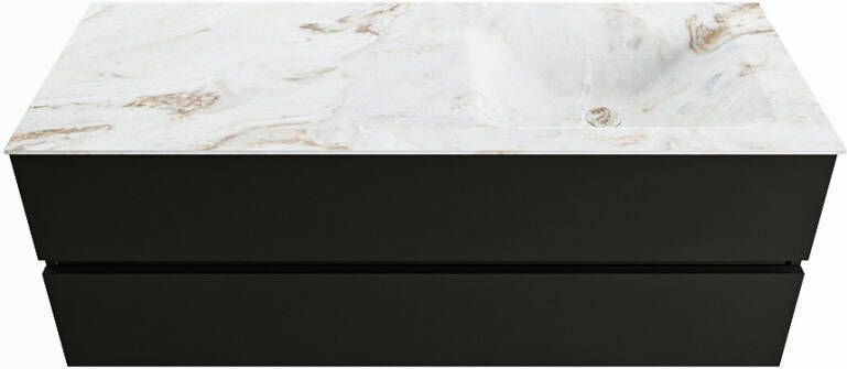 Mondiaz VICA-DLUX 130cm badmeubel onderkast Urban 2 lades. Inbouw wastafel CLOUD rechts 1 kraangat kleur Ostra.