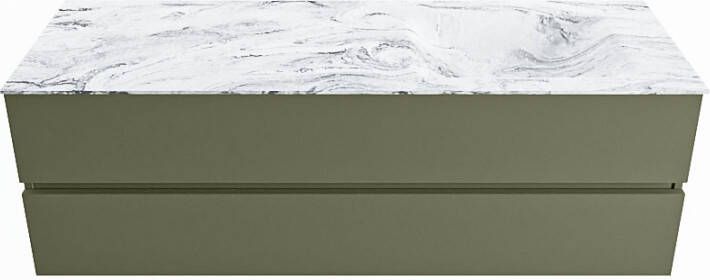 Mondiaz VICA-DLUX 150cm badmeubel onderkast Army 2 lades. Inbouw wastafel CLOUD rechts 1 kraangat kleur Ostra.
