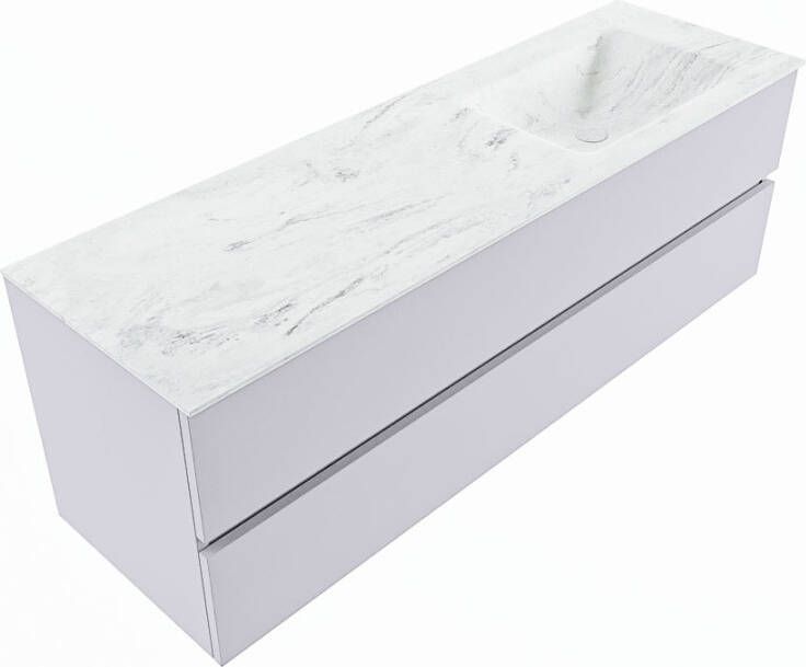 Mondiaz VICA-DLUX 150cm badmeubel onderkast Cale 2 lades. Inbouw wastafel CLOUD rechts zonder kraangat kleur Glace.