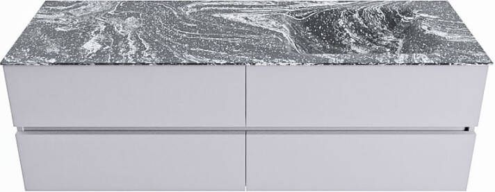 Mondiaz VICA-DLUX 150cm badmeubel onderkast Cale 4 lades. Inbouw wastafel CLOUD rechts zonder kraangat kleur Frappe.