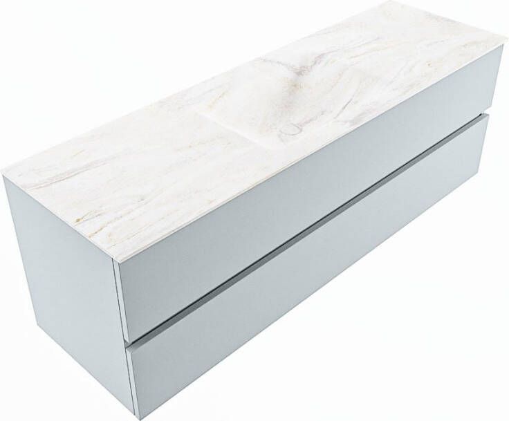 Mondiaz VICA-DLUX 150cm badmeubel onderkast Clay 2 lades. Inbouw wastafel CLOUD midden 1 kraangat kleur Glace.