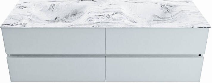 Mondiaz VICA-DLUX 150cm badmeubel onderkast Clay 4 lades. Inbouw wastafel CLOUD dubbel 2 kraangaten kleur Lava.