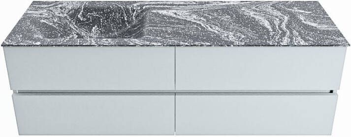 Mondiaz VICA-DLUX 150cm badmeubel onderkast Clay 4 lades. Inbouw wastafel CLOUD links zonder kraangat kleur Glace.