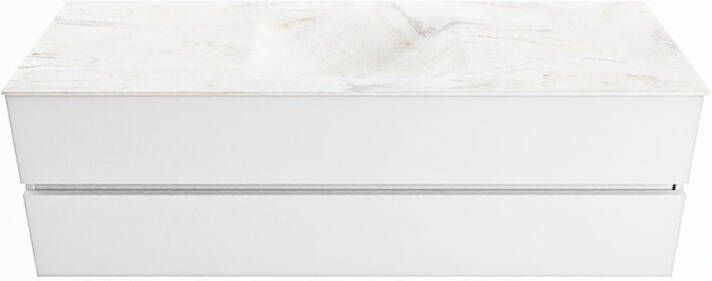 Mondiaz VICA-DLUX 150cm badmeubel onderkast Talc 2 lades. Inbouw wastafel CLOUD midden zonder kraangat kleur Lava.