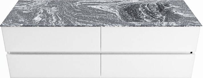Mondiaz VICA-DLUX 150cm badmeubel onderkast Talc 4 lades. Inbouw wastafel CLOUD rechts 1 kraangat kleur Opalo.