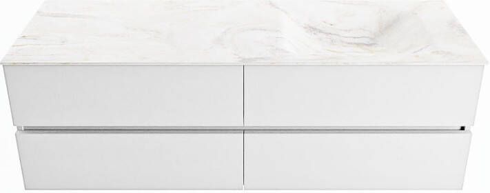 Mondiaz VICA-DLUX 150cm badmeubel onderkast Talc 4 lades. Inbouw wastafel CLOUD rechts zonder kraangat kleur Ostra.