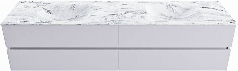 Mondiaz VICA-DLUX 200cm badmeubel onderkast Cale 4 lades. Inbouw wastafel CLOUD dubbel 2 kraangaten kleur Glace.