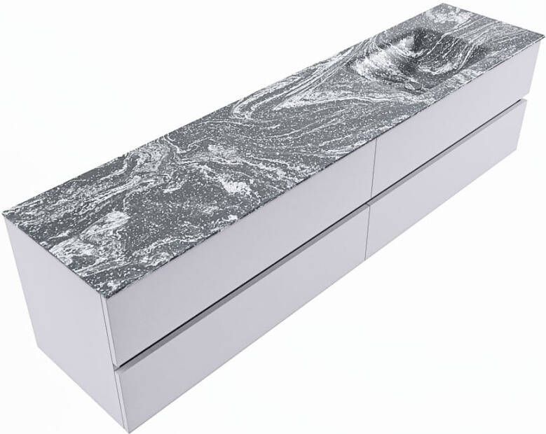 Mondiaz VICA-DLUX 200cm badmeubel onderkast Cale 4 lades. Inbouw wastafel CLOUD rechts zonder kraangat kleur Opalo.