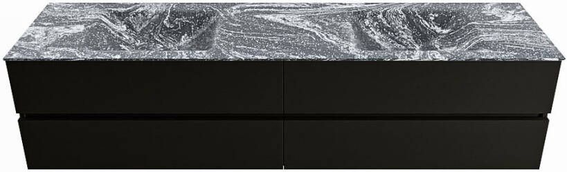 Mondiaz VICA-DLUX 200cm badmeubel onderkast Urban 4 lades. Inbouw wastafel CLOUD dubbel zonder kraangat kleur Opalo.