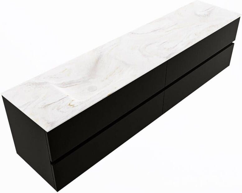 Mondiaz VICA-DLUX 200cm badmeubel onderkast Urban 4 lades. Inbouw wastafel CLOUD links 1 kraangat kleur Opalo.
