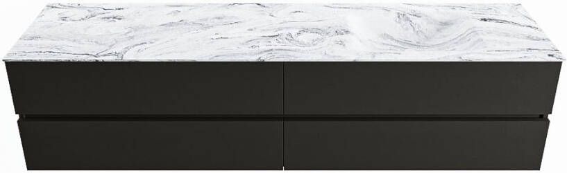 Mondiaz VICA-DLUX 200cm badmeubel onderkast Urban 4 lades. Inbouw wastafel CLOUD rechts 1 kraangat kleur Glace.