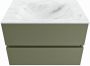 Mondiaz VICA-DLUX 70cm badmeubel onderkast Army 2 lades. Inbouw wastafel CLOUD midden 1 kraangat kleur Ostra. - Thumbnail 1