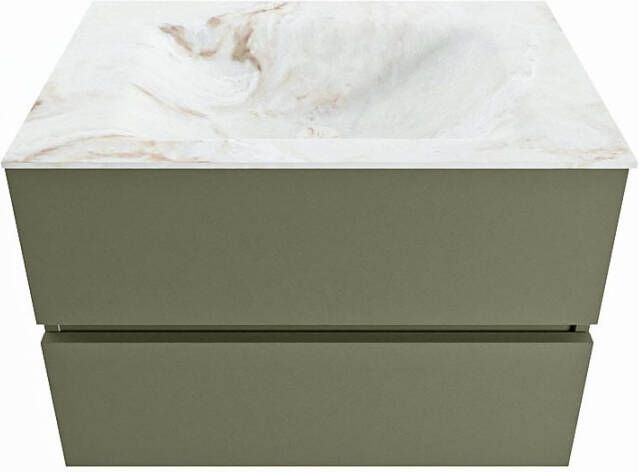 Mondiaz VICA-DLUX 70cm badmeubel onderkast Army 2 lades. Inbouw wastafel CLOUD midden zonder kraangat kleur Lava.