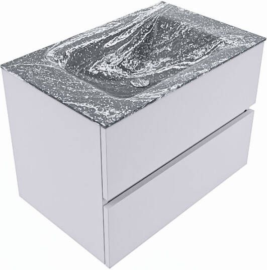 Mondiaz VICA-DLUX 70cm badmeubel onderkast Cale 2 lades. Inbouw wastafel CLOUD midden zonder kraangat kleur Ostra.