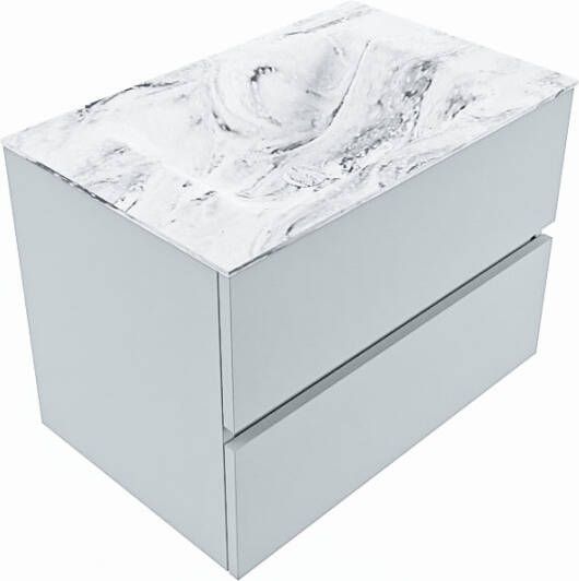 Mondiaz VICA-DLUX 70cm badmeubel onderkast Clay 2 lades. Inbouw wastafel CLOUD midden 1 kraangat kleur Glace.