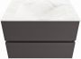 Mondiaz VICA-DLUX 70cm badmeubel onderkast Dark grey 2 lades. Inbouw wastafel CLOUD midden 1 kraangat kleur Glace. - Thumbnail 1