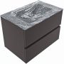 Mondiaz VICA-DLUX 70cm badmeubel onderkast Dark grey 2 lades. Inbouw wastafel CLOUD midden zonder kraangat kleur Ostra. - Thumbnail 1