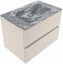 Mondiaz VICA-DLUX 70cm badmeubel onderkast Linen 2 lades. Inbouw wastafel CLOUD midden 1 kraangat kleur Opalo. - Thumbnail 1