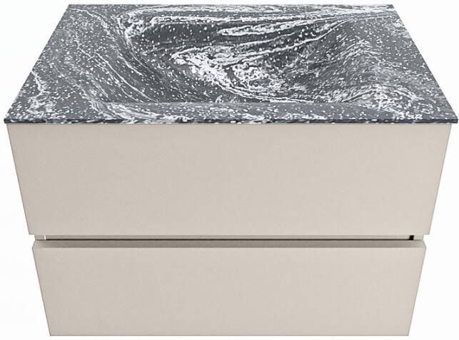 Mondiaz VICA-DLUX 70cm badmeubel onderkast Linen 2 lades. Inbouw wastafel CLOUD midden zonder kraangat kleur Lava.